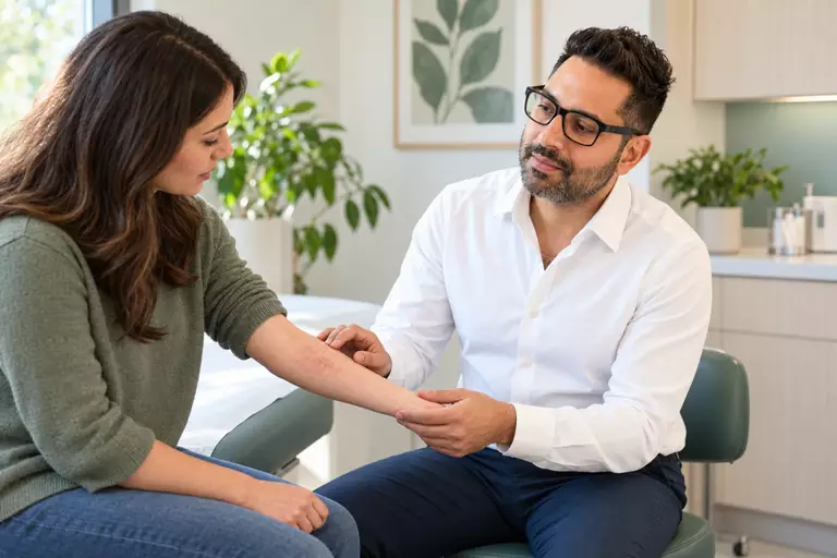 Dr. Sran Examines a Mild Eczema Rash